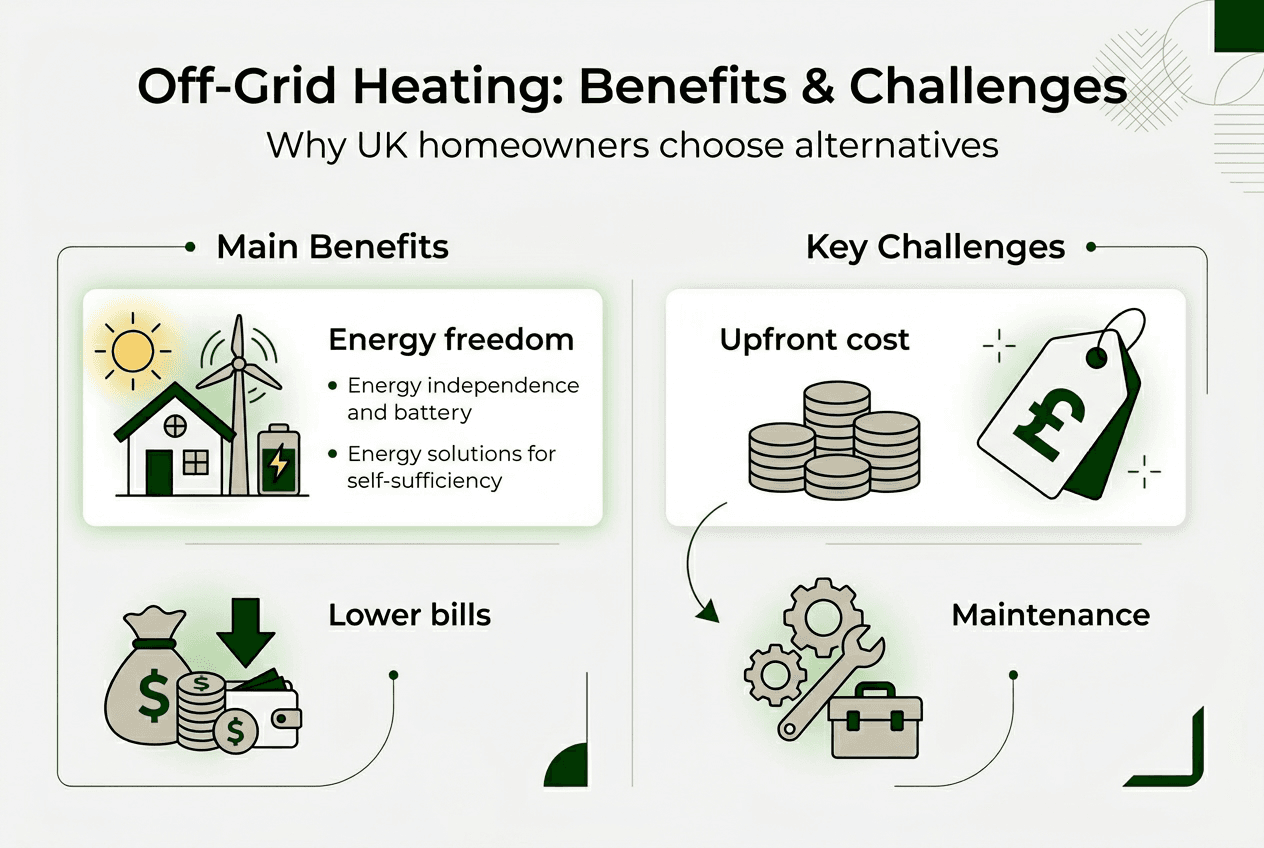 Infographic showing UK off-grid heating benefits