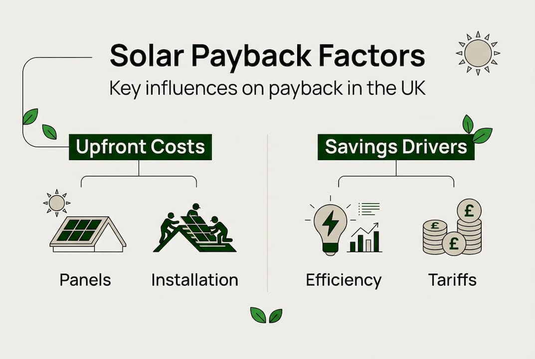 Infographic showing solar payback factors and savings