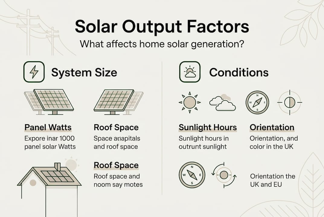 Infographic showing solar output main factors