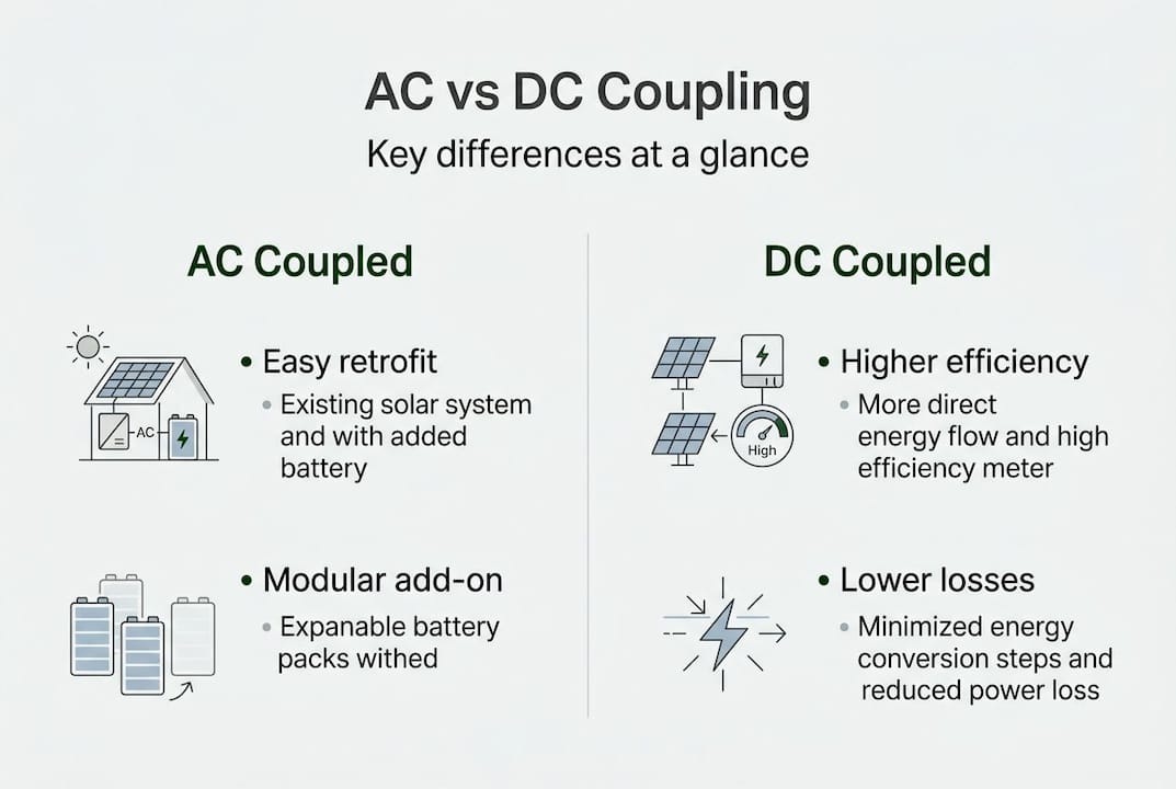 Infographic comparing AC and DC coupling features