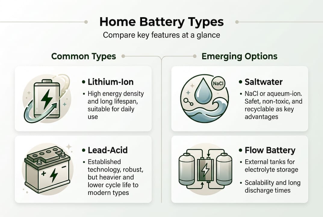 Infographic comparing main battery backup types