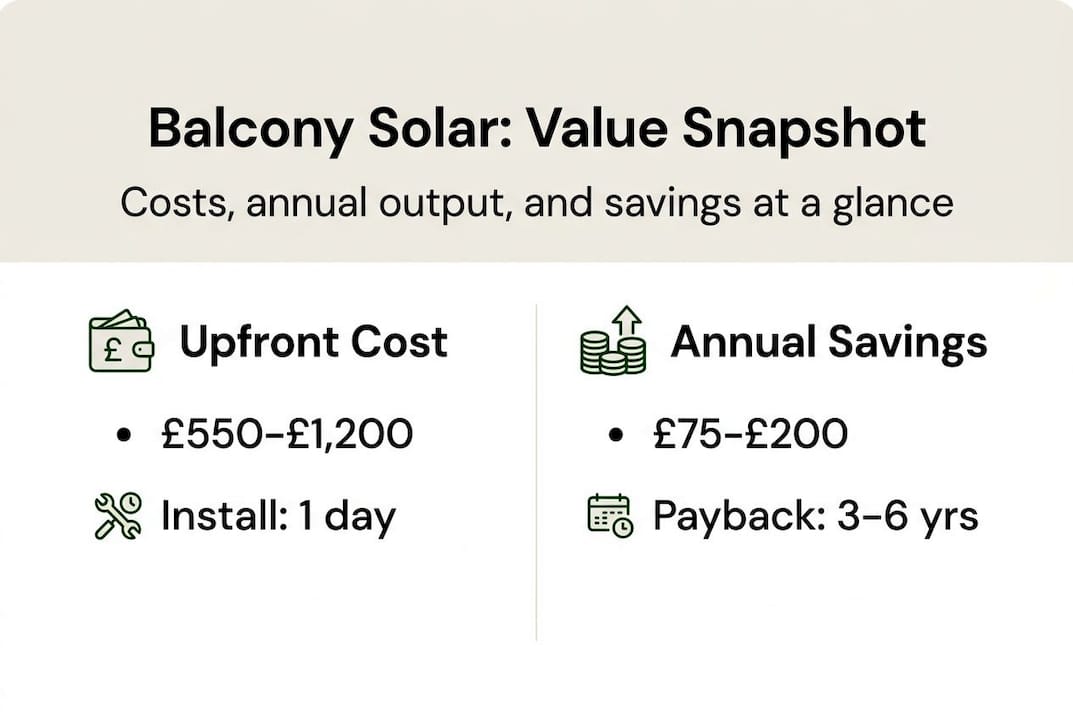Infographic on balcony solar costs and savings