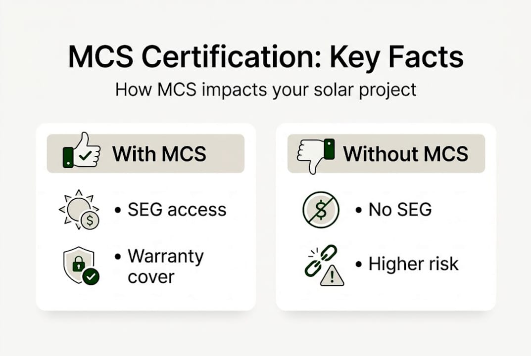 Infographic comparing MCS certified and non-certified solar