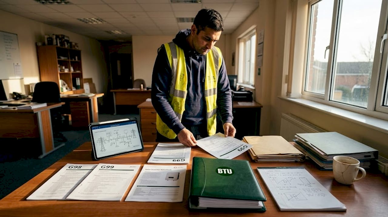 Installer reviewing G98 and G99 standards