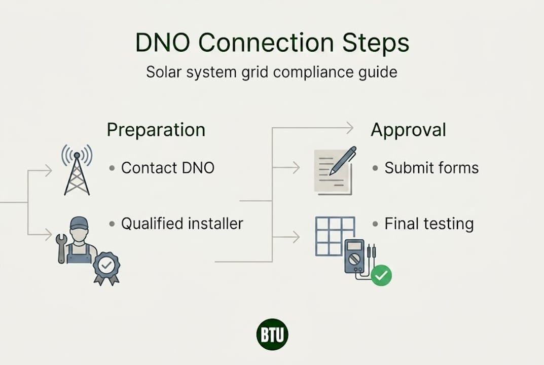 Infographic with key DNO connection steps