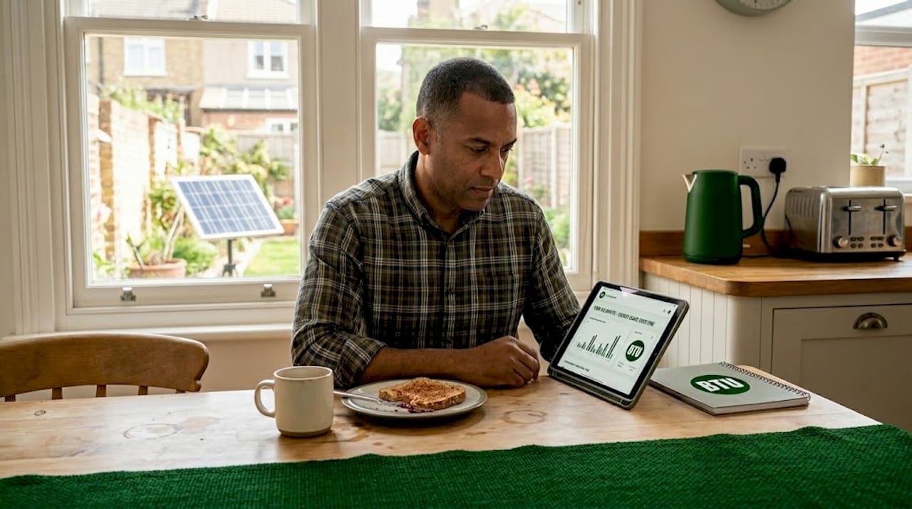 Man tracking home energy from plug-in solar