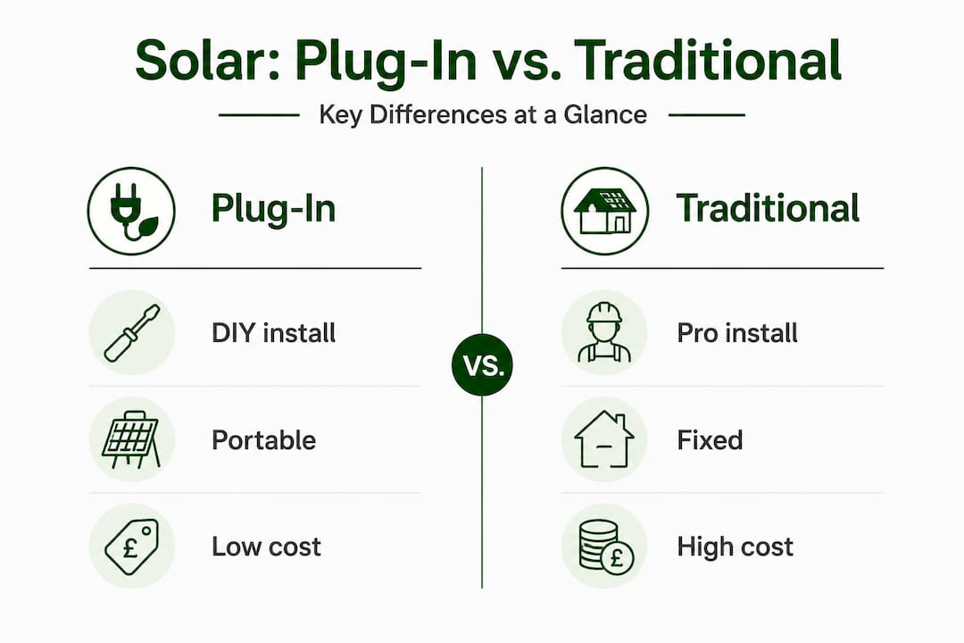 Infographic comparing plug-in and traditional solar