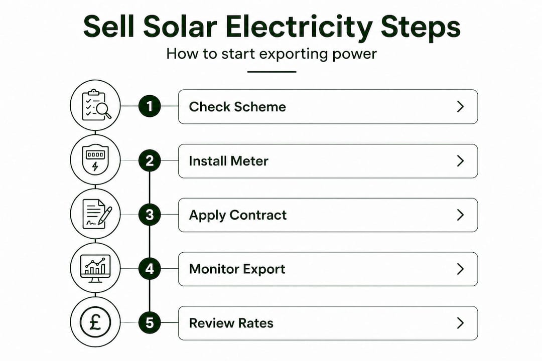 Step-by-step infographic for selling solar electricity