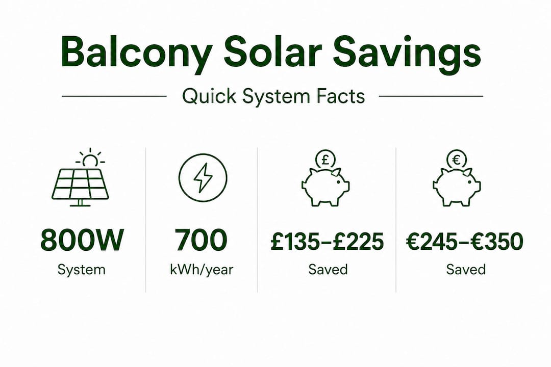 Infographic with balcony solar savings key statistics