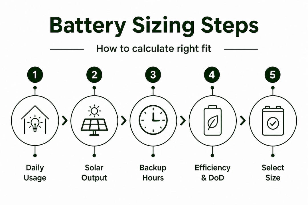 Infographic of steps to calculate battery size