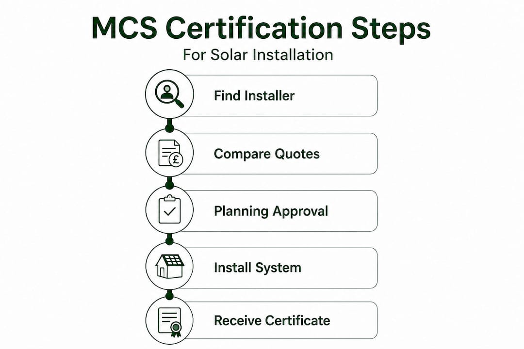 Infographic showing steps for MCS certified solar