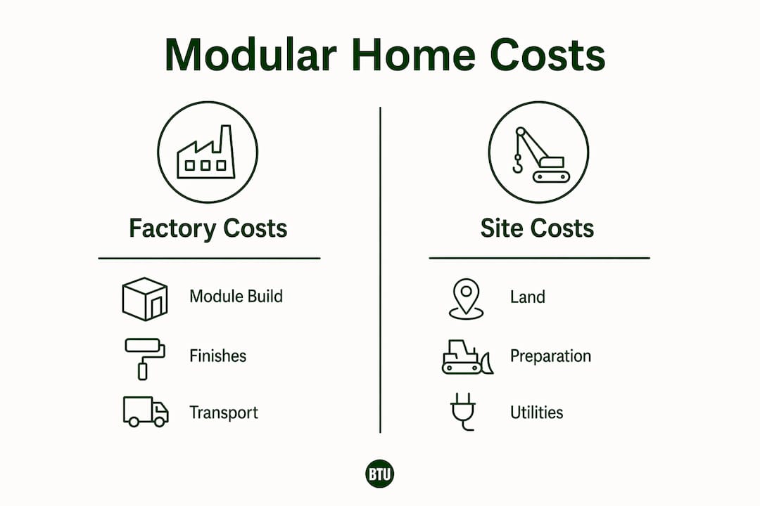 Infographic comparing factory and site modular home costs