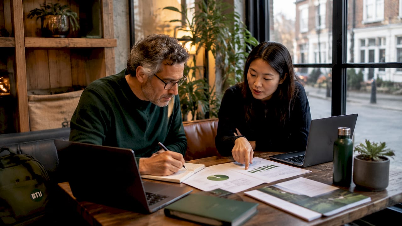 Team discussing carbon management metrics