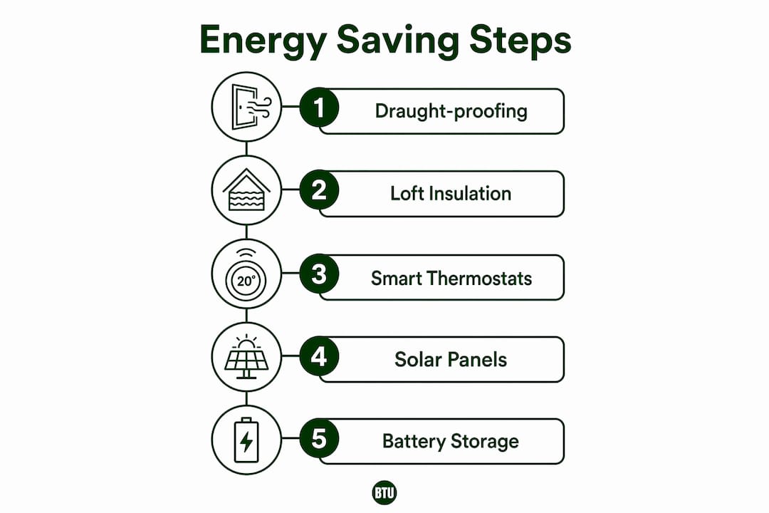Infographic showing energy saving upgrade steps