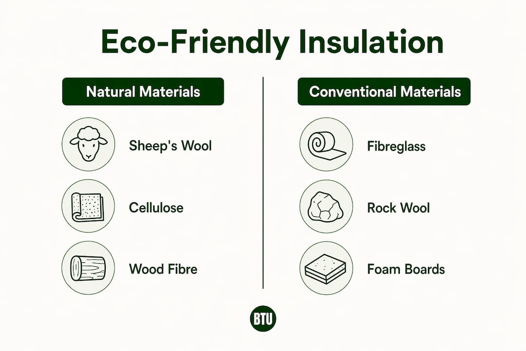 Comparison infographic of eco-friendly versus conventional insulation materials