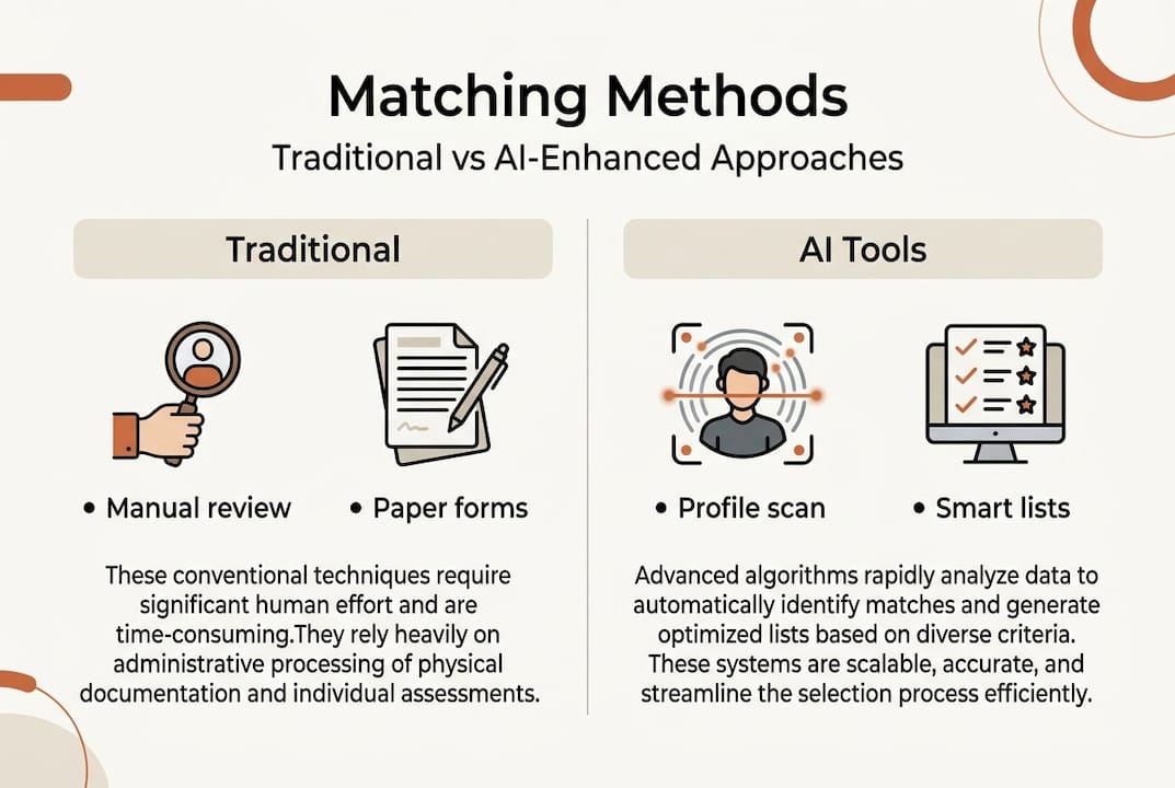 Infographic comparing manual and AI matching methods