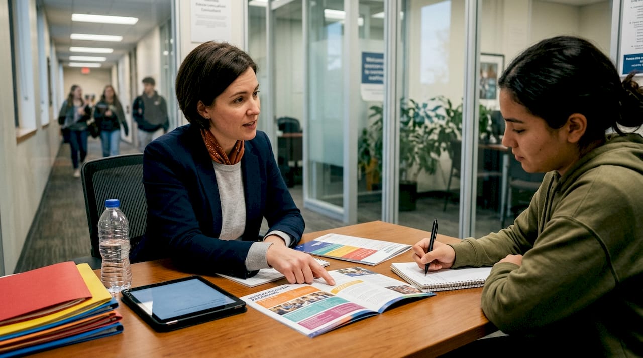 Consultant advising student about UAE programs