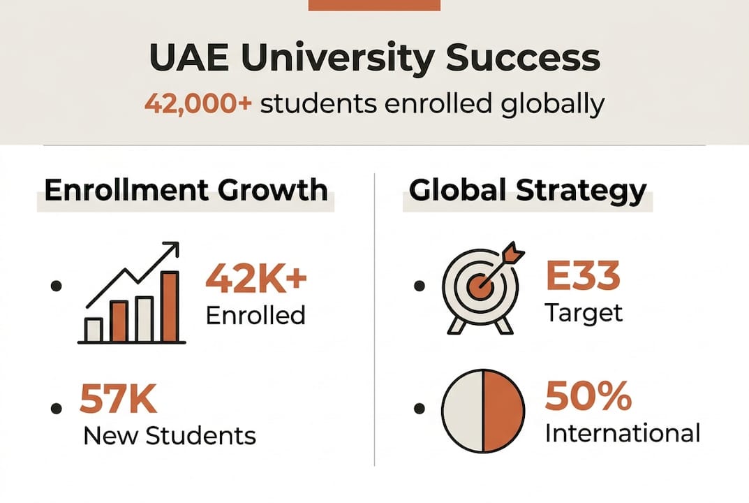 Infographic showing UAE university enrollment growth