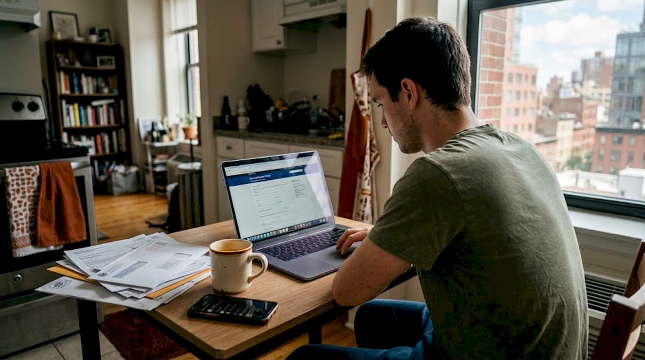Student checking UAE visa online application