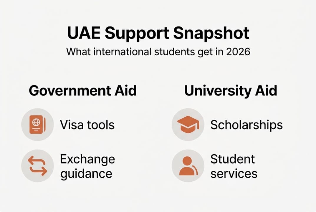 Infographic showing UAE support for students