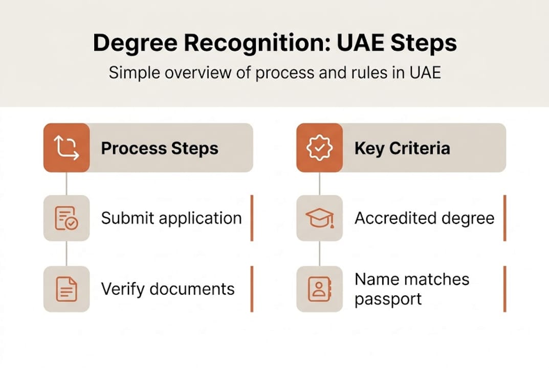 Infographic summarizing UAE degree recognition steps