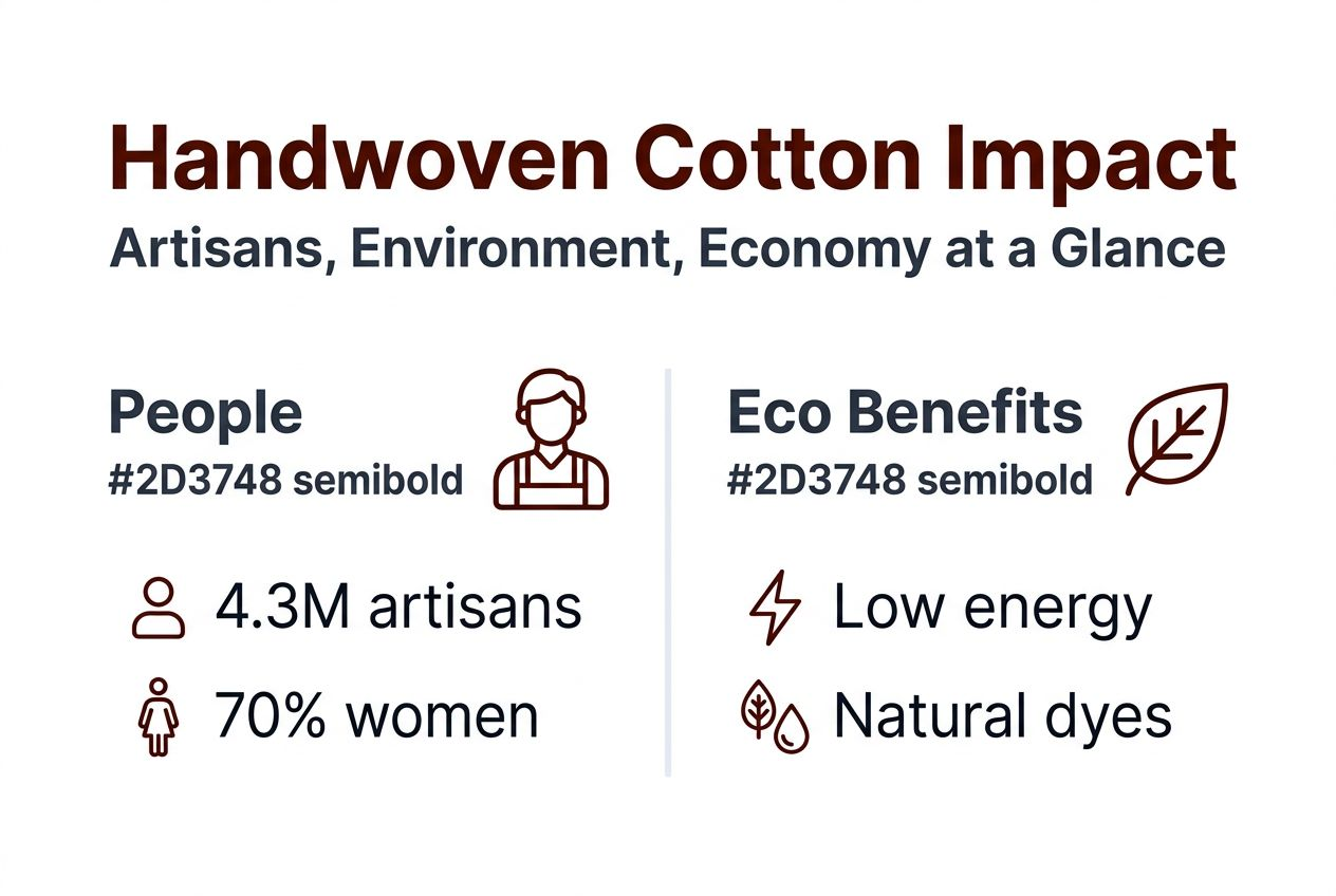 Infographic summarizing handwoven cotton’s eco and social impact