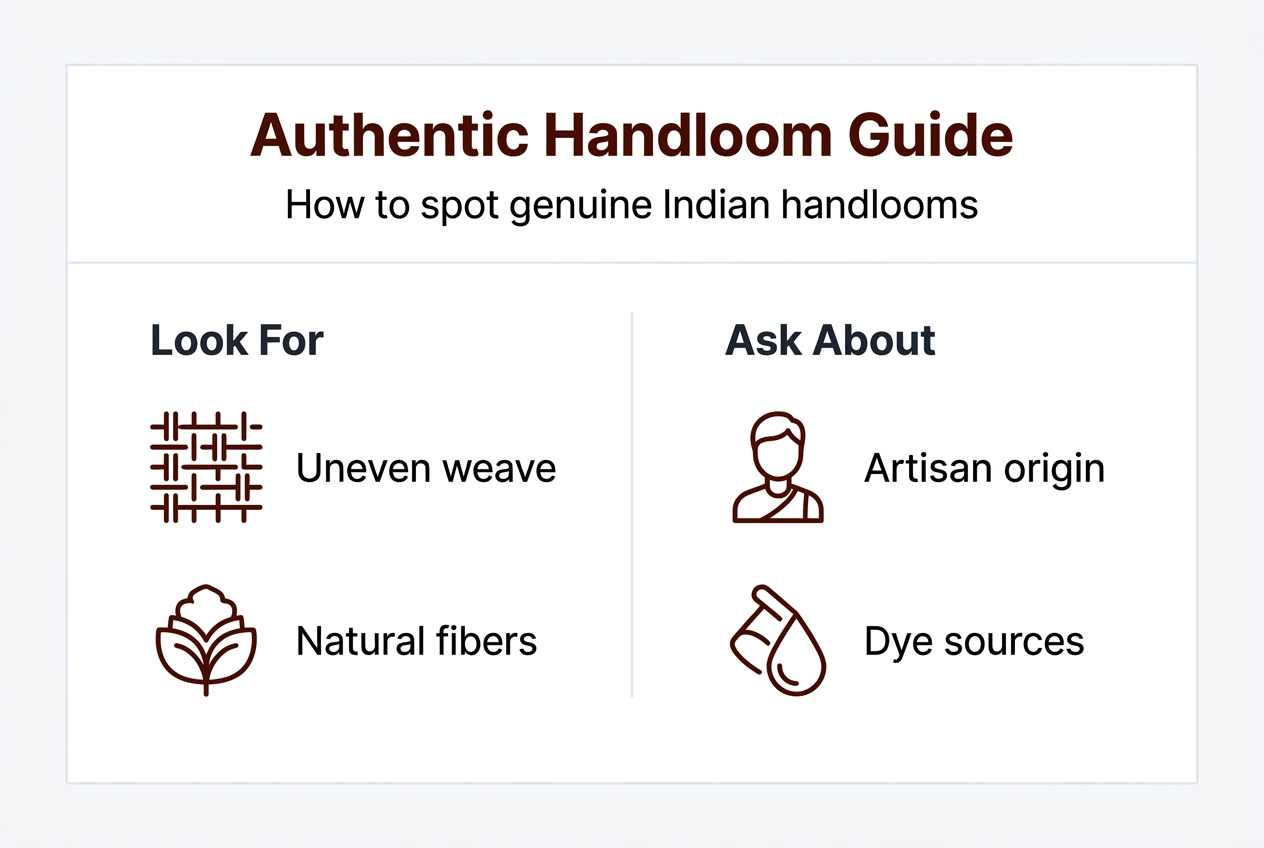 Infographic showing handloom authenticity tips