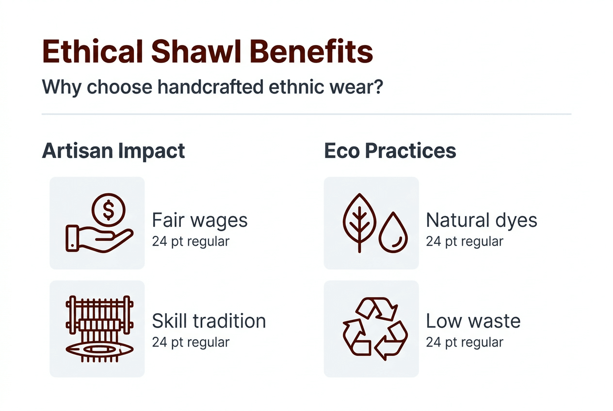 Infographic showing benefits of ethical handcrafted shawls