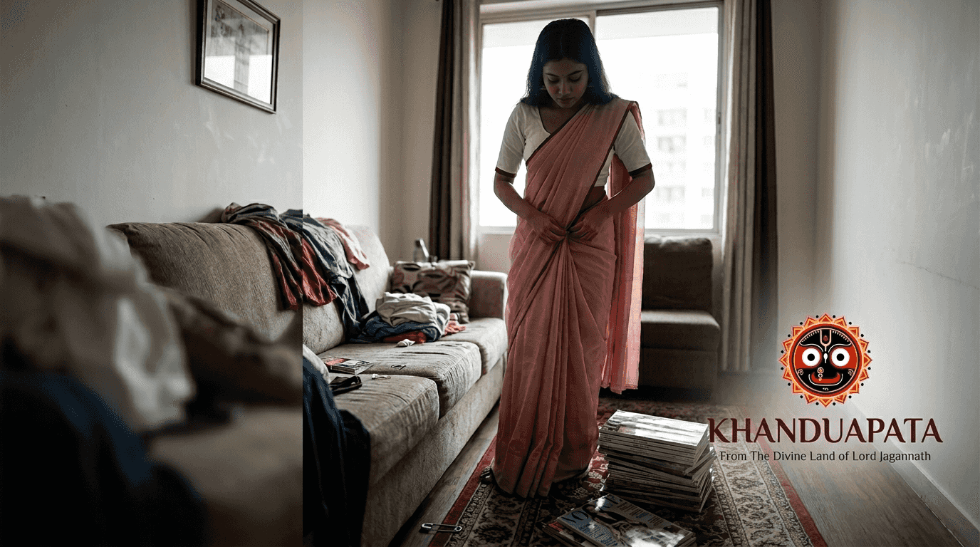 Practicing neat saree pleats at home