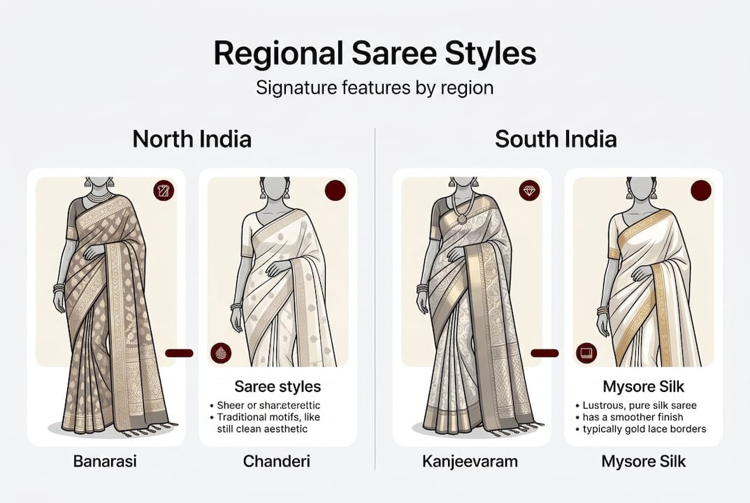 Infographic of regional Indian saree styles