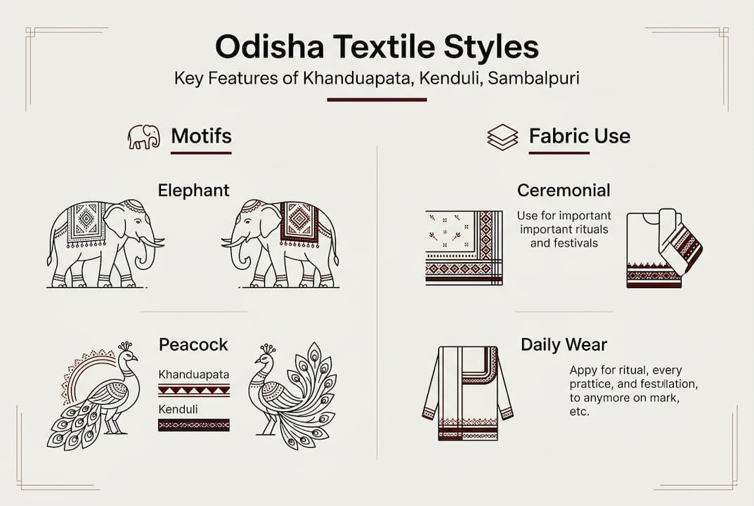 Infographic comparing Odisha textile styles