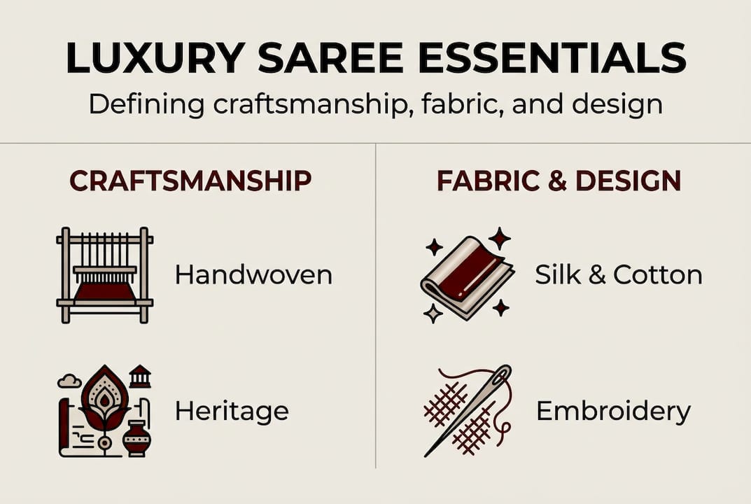 Infographic showing luxury saree essentials