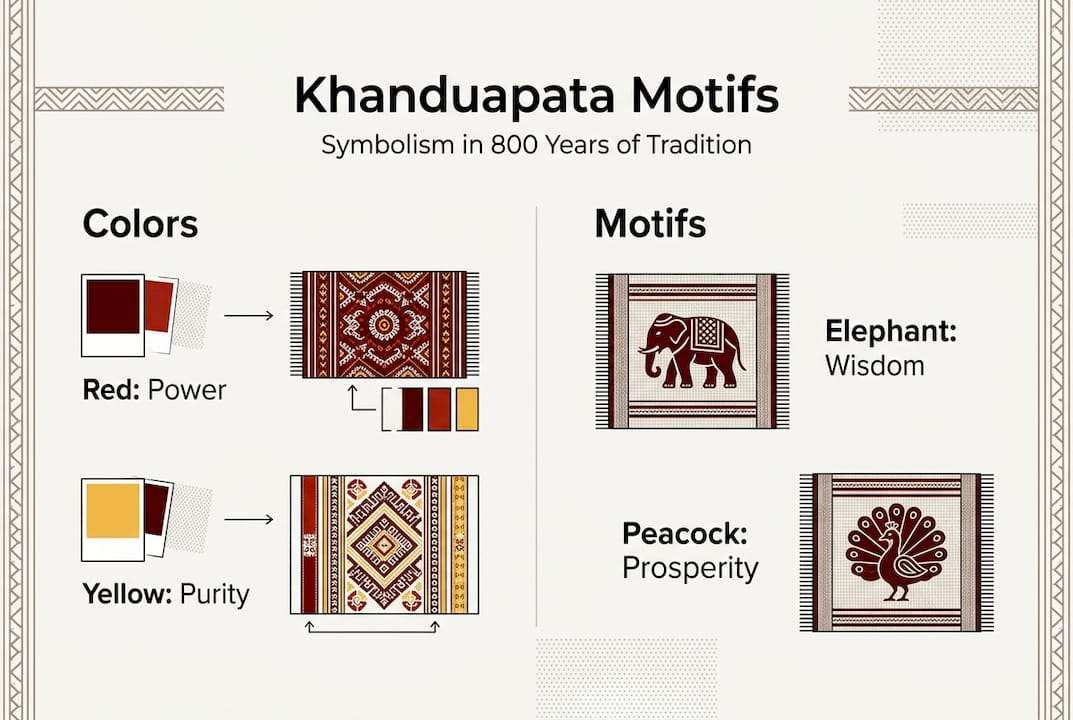 Infographic showing Khanduapata motifs and meanings