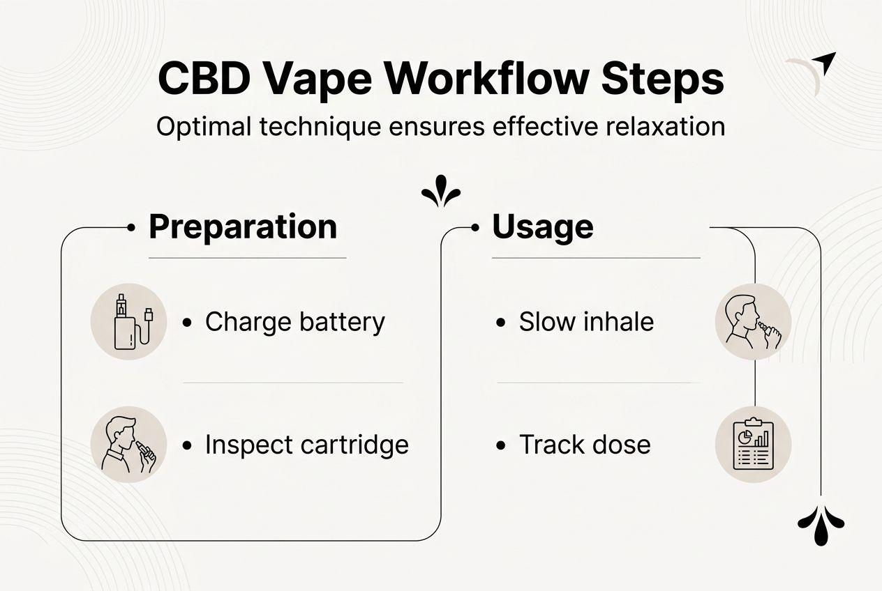 Infographic showing CBD vape usage workflow steps