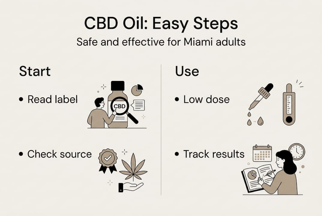 Infographic with CBD oil safe use steps