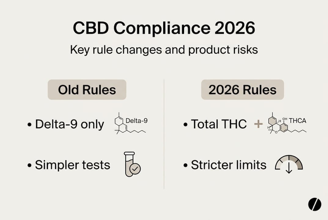 Infographic comparing old and 2026 CBD rules