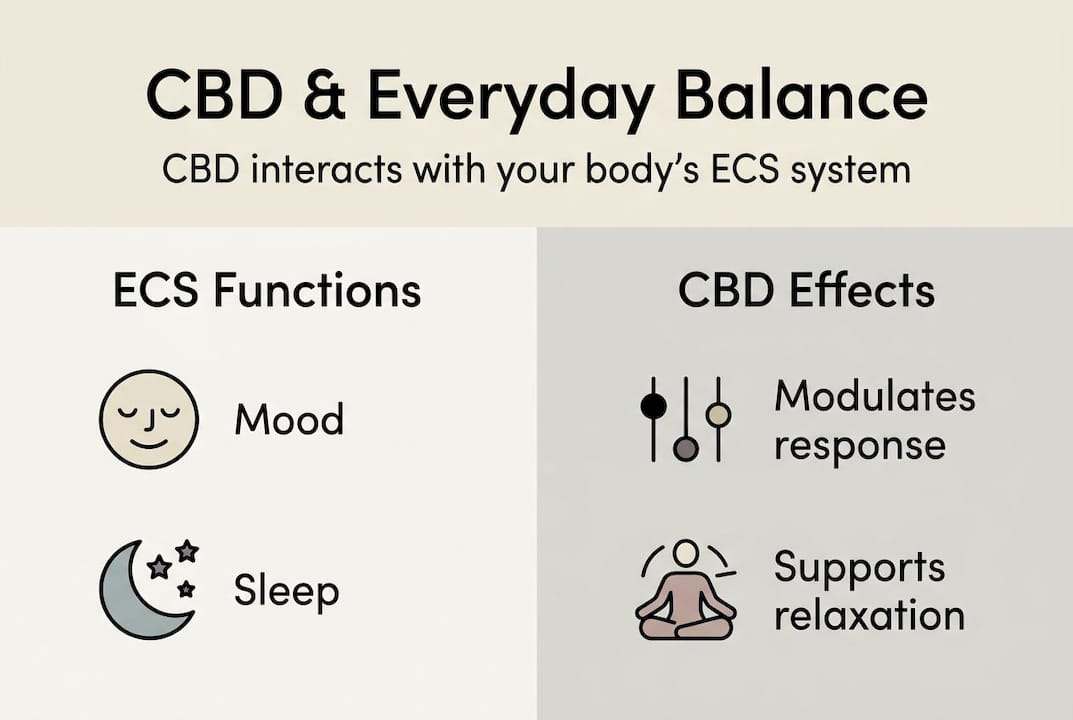 Infographic showing CBD mechanism for balance