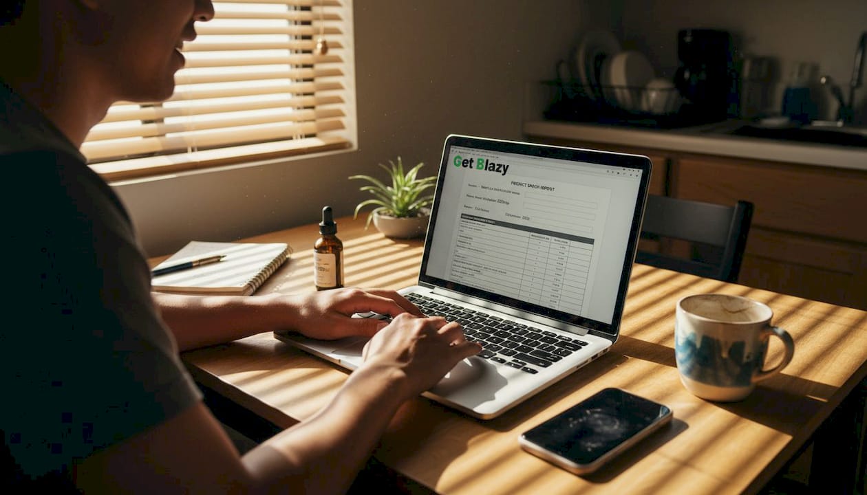 Person verifying CBD COA at home