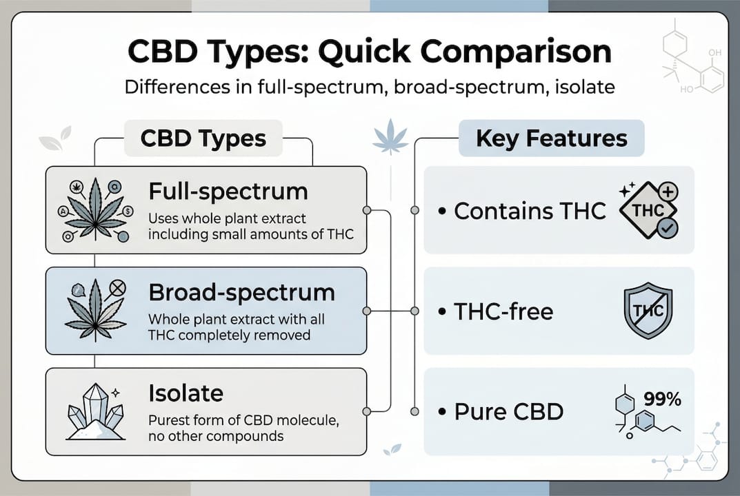 Infographic comparing CBD product types