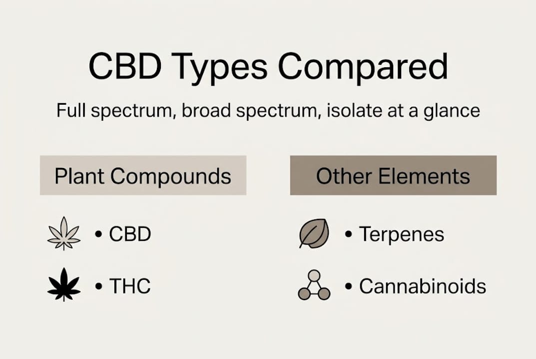 Infographic comparing CBD types and ingredients