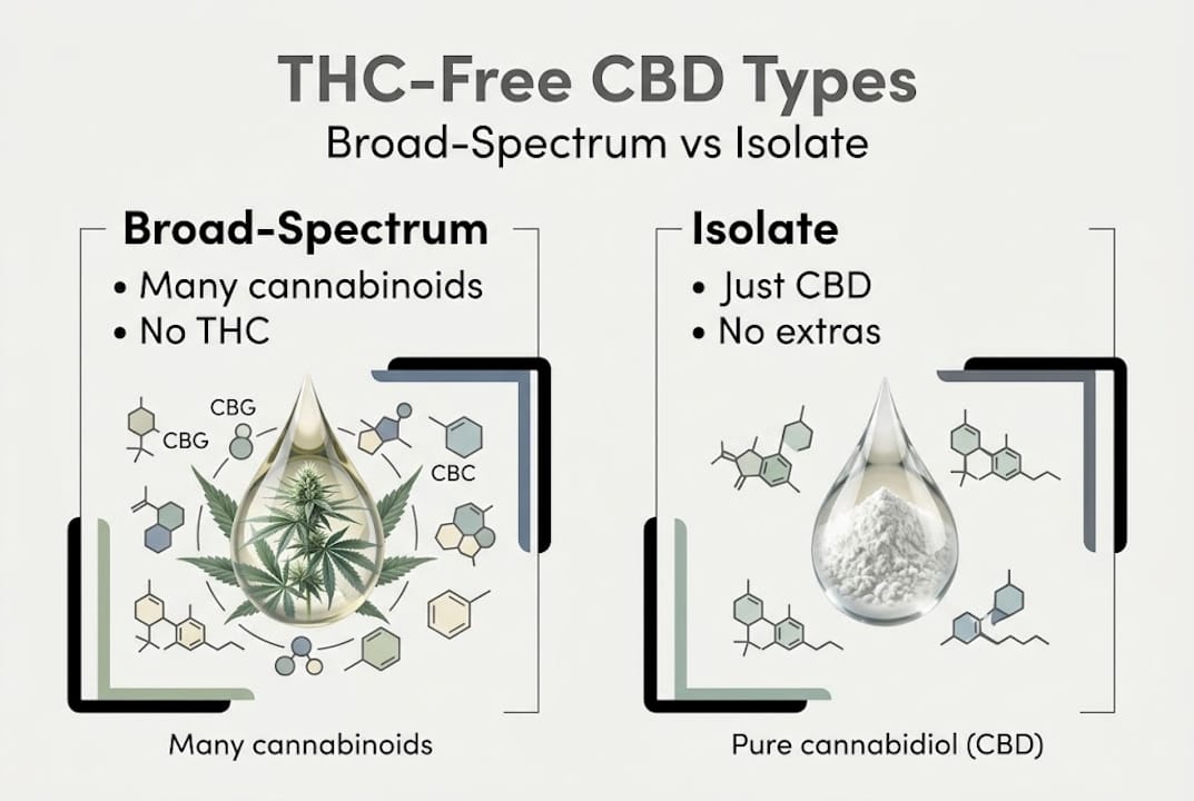 Infographic shows broad-spectrum and isolate CBD features