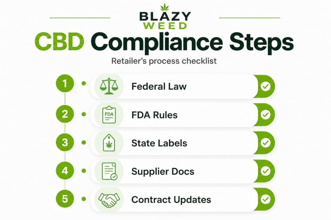 Infographic with CBD compliance process steps