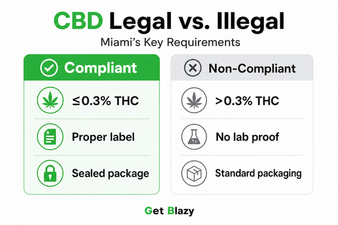 Infographic comparing legal and illegal CBD features