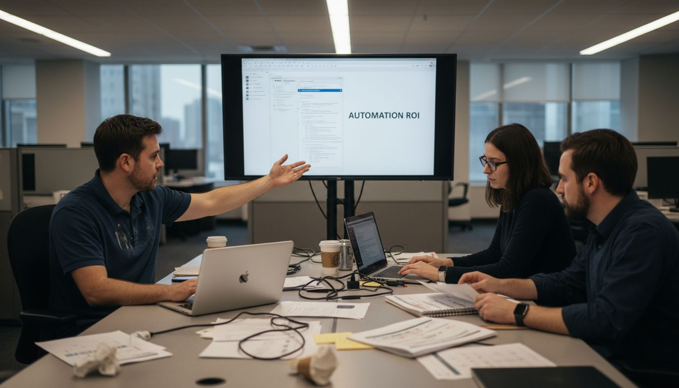 IT team reviews automation stats together