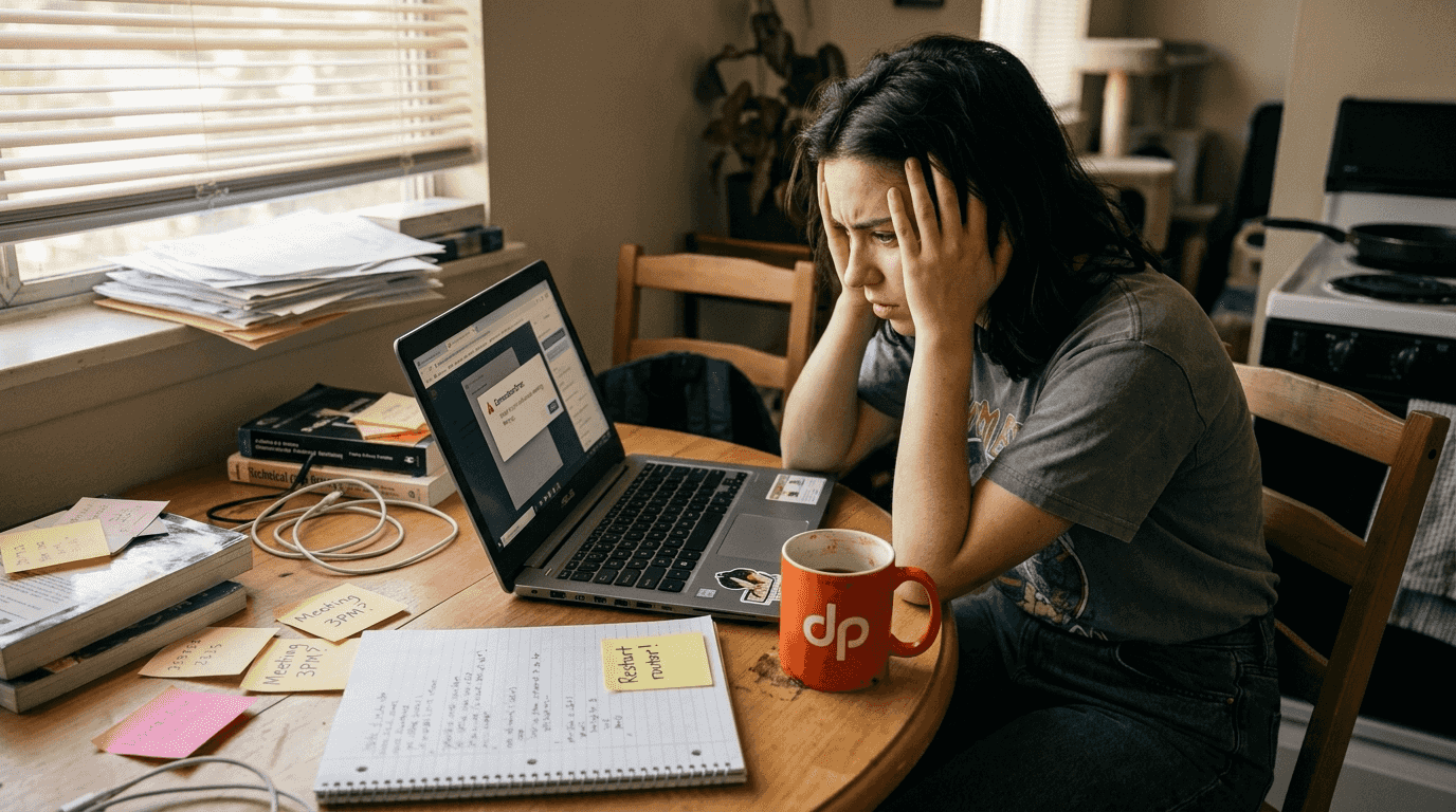 Remote worker faces virtual meeting difficulty