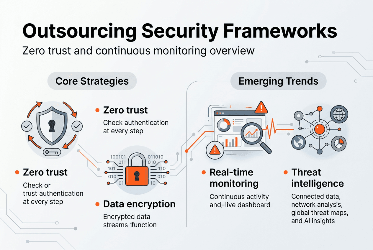 Infographic outlining outsourcing security frameworks