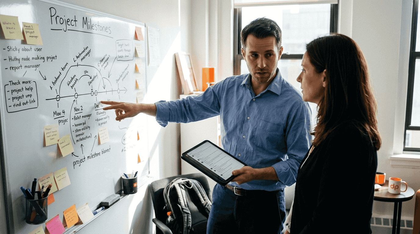 Project manager and architect discussing partnership fit