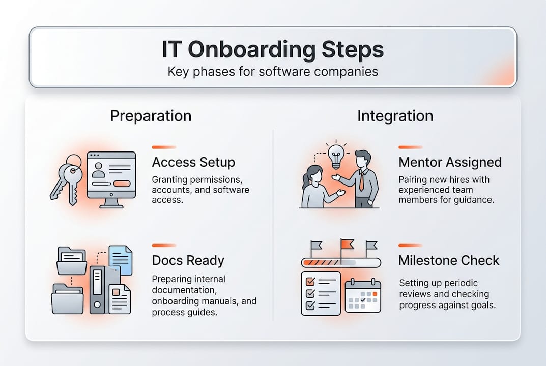 Infographic of software IT onboarding key steps