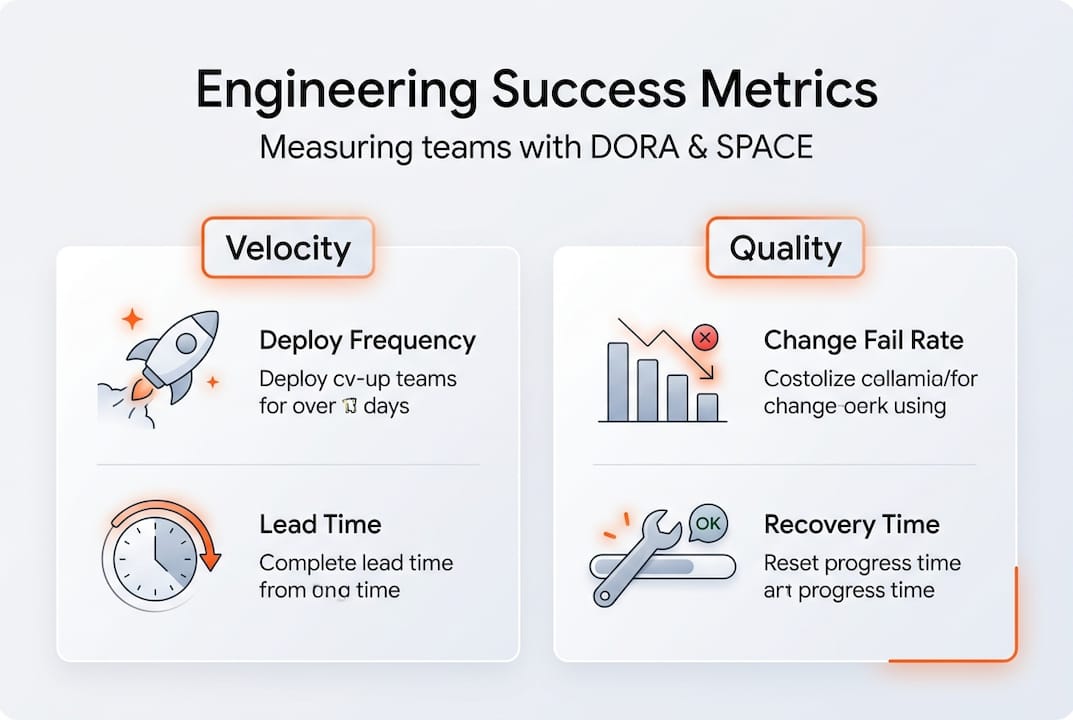 Infographic shows key engineering metrics DORA and SPACE