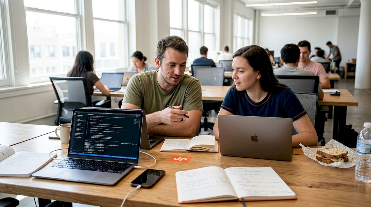 Engineers collaborating on seasonal project